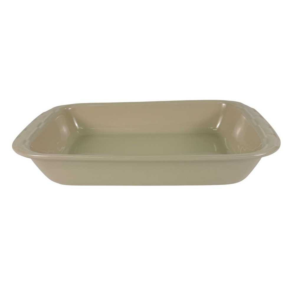 Vintage Longaberger Pottery Woven Traditions Ivory Casserole Baking Dish 9x13.5